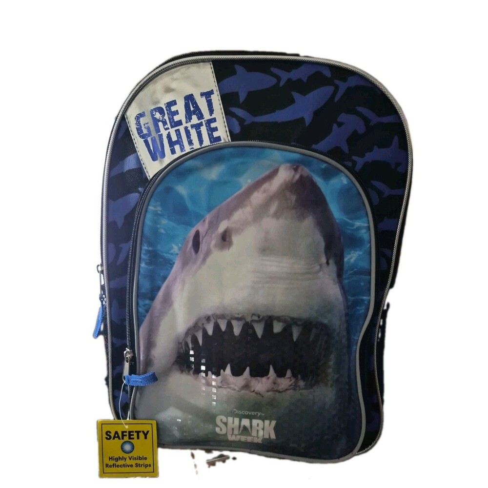 Authentic Discovery Great White SHARK WEEK 16" Backpack School Bag New